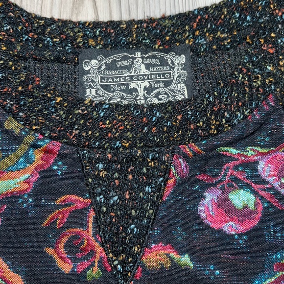 ANTHROPOLOGIE James Coviello Black Floral Metallic Brocade Knit Top - Picture 7 of 9